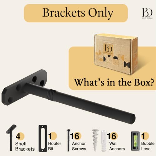 Balin Designs Invisible Floating Shelf Brackets 8 Inch, 4 Pack (1/2" Rod, 300 lbs) – Heavy Duty Hidden Shelf Hardware, Floating Mantel Bracket for Kitchen, Bathroom, Fireplace, Living Room - size: 8" Standard, style: Bracket Only