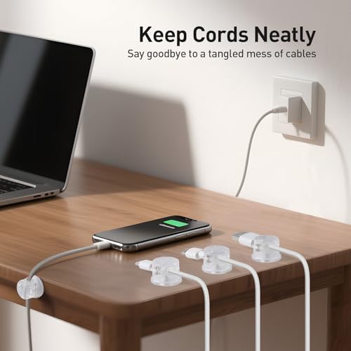 AGPTEK 8 Pack Magnetic Cable Clips, 360° Rotatable Cord Holder, Clear - color: Clear