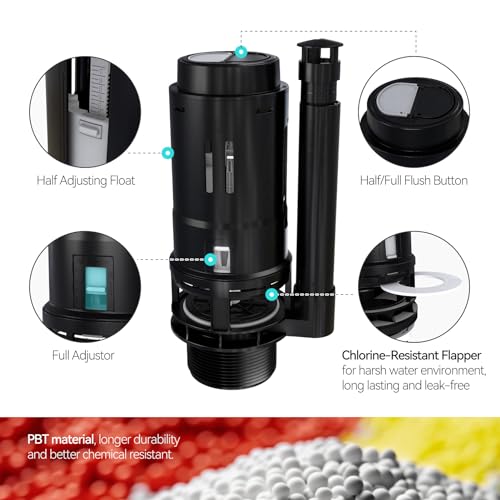 R&T 2-Inch Dual Flush Valve with Top Push Button Toilet Repair Kit Inside Tank dual flush valve replacement kit for 2-piece Toilet A2423 - color: 2 Inch Drain Outlet