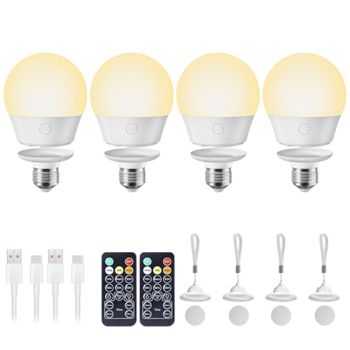 Brightown E26 Rechargeable Light Bulb with Remote for Sconces and Lamps - size: 4 Pack