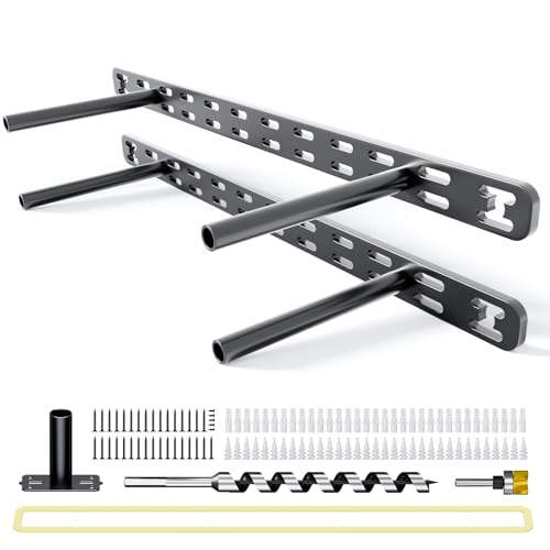 2pcs Floating Shelf Bracket Heavy Duty,Decorative Floating Shelf Hardware Hidden Black Metal Fireplace Mantel Brackets (18"X6"X1.0" with Tools ) - size: 18"X6"X1.0"