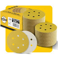 100PCS 6 Inch 220 Grit 150mm 6 Hole Sanding Discs Sandpaper - Premium Gold Round Hook and Loop for Random Orbital Sander - Ideal for Wood, Metal, Automotive - style: 220 Grit - 100 Pack
