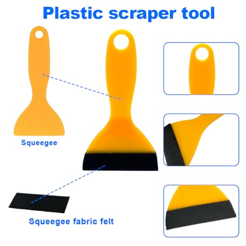 Black Felt Edge Squeegee Tool,Car Vinyl Film Wrapping Decal Glass Window Tint,Wallpaper Sticker Installation Spatula, Patching Putty Paint Flexible Small Plastic Scraper(Yellow 10Pcs) - size: Yellow 10PCS