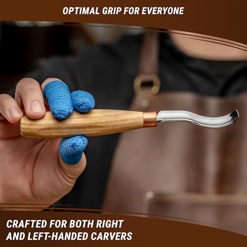 BeaverCraft, Wood Carving Bent Gouge K8a/14 0.55" - Spoon Carving Tools - Woodworking Hand Chisel Compact Wood Carving Knife for Beginners and Profi - Hobbies for Adults and Kids - Carbon Steel Blade