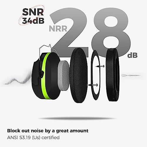 ProCase Hearing Protection Ear Muffs SNR 33dB, Noise Cancelling Headphones - color: 1 - Green