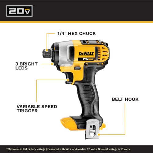DEWALT 20V MAX Cordless Drill and Impact Driver, Power Tool Combo Kit , Includes 2 Batteries, Charger and Bag (DCK240C2)