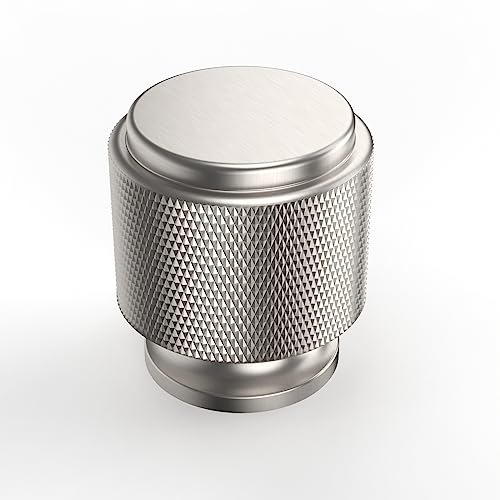 Asidrama 10 Pack Brushed Satin Nickel Kitchen Cabinet Knobs - Knurled Dresser Drawer Cabinet Hardware Zinc Knobs for Dresser Drawers - color: Brushed Satin Nickel, style: 10 Pack