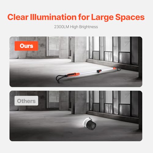 VEVOR Underhood Work Light, 2300LM, Rechargeable Bright LED Light, Portable Cordless Mechanic Work Light Bar with Hooks, for Car Repairing Inspection Garage Workshop Length: 53 to 65.5 inches