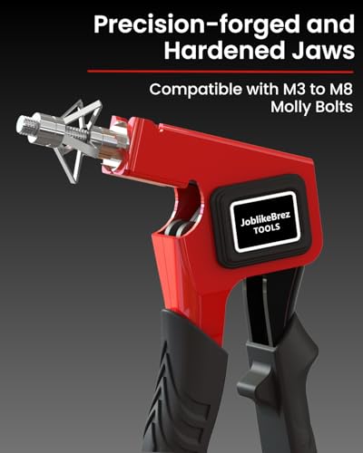 Molly Bolts for Drywall Plaster Walls (0.12"-1.28"), 34 PCS in 3 Sizes, Heavy Duty Hollow Wall Anchors with Setting Tool, Perfect for TVs, Curtain Rods, Mirrors, Towel Racks, Up to 55 lbs