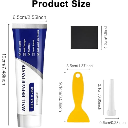 2 Pcs Efficient Drywall Repair Kit with Scraper, Quick-Drying Wall Mending Agent, Multi-Functional Patch Paste for Filling Holes and Cracks, Easy Drywall Repair for Nail Holes and Wall Damage