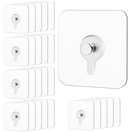 25 Pack Picture Hangers Without Nails,22lbs Load Heavy Duty Adhesive Wall Hooks for Hanging,2 in 1 Reusable Waterproof and Oilproof Hooks for Kitchen, Bathroom, Home, Office - size: 25 Pack, style: 22 lbs(2.2*2.2in)