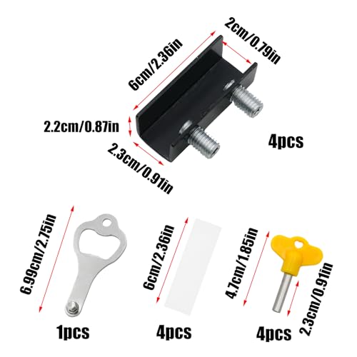 4 Sets Sliding Window Locks, Sliding Door Lock with Keys, Black - color: Black