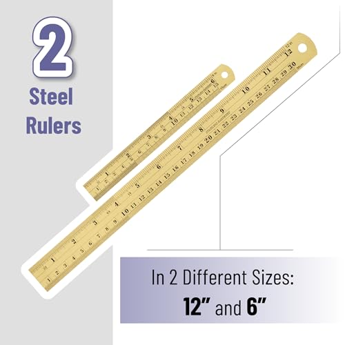 Mr. Pen- Metal Straight Edge Ruler, 2 Pack, 6" and 12", Gold - color: Gold, size: 6, 12 inch