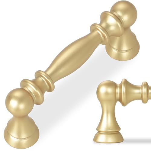 10 Pack 3 Inch(76mm) Kitchen Cabinet Handles Brushed Gold Cabinet Pulls Zinc Alloy Drawer Pulls Solid Kitchen Hardware - color: Brushed Gold, size: 3'' Hole Center(76mm)