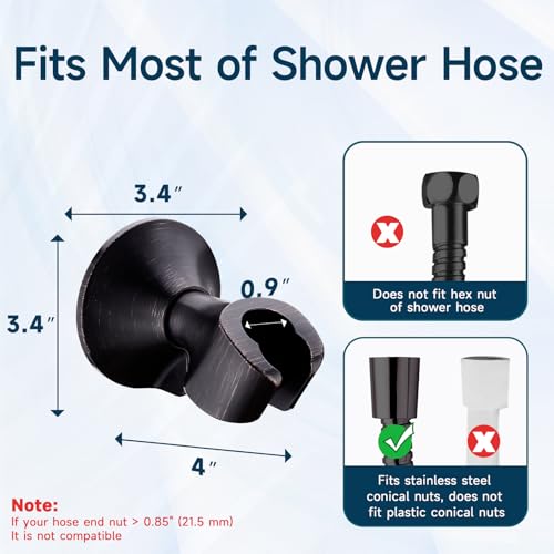 BRIGHT SHOWERS Handheld Shower Head Holder with Dual Angle Positions, Wall Suction Bracket Includes Adhesive 3M Disc, No Tools Required and Easy Installation, Oil Rubbed Bronze Finish - color: Oil Rubbed Bronze, style: Suction & Adhesive - 2 Angles