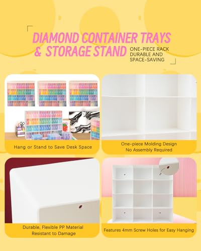 forever young 60PCS Diamond Painting Storage Containers Trays ＆ Stand - size: 60pcs+Rack