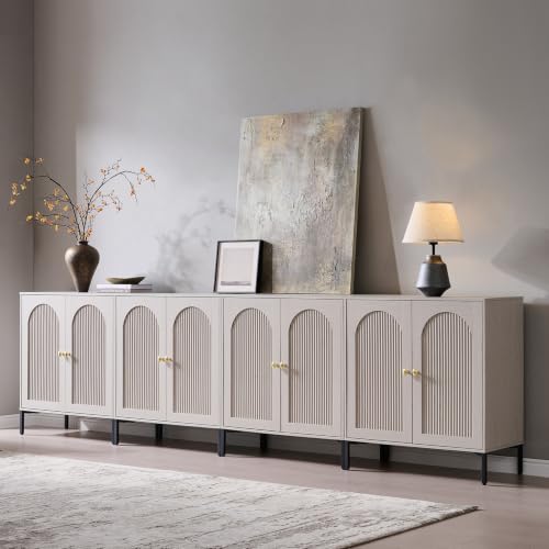 IFGET 123.5"W Modern Arch Sideboard Buffet Cabinet with Storage, Light Grey - color: Light Grey, size: 4 Pieces