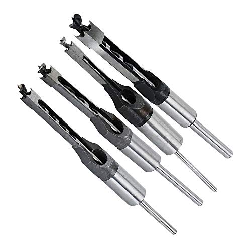 SaferCCTV Square Hole Drill Bits for Wood, 4Pcs Woodworking Mortising Chisel Set Bit 1/4-Inch, 5/16-Inch, 3/8-Inch, 1/2-Inch - size: 1/4-Inch - 1/2-Inch