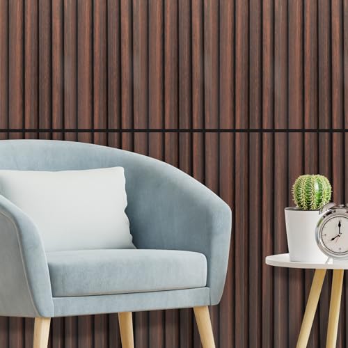 Art3d 48 x 6 in WPC Wood Slat Wall Panels, 3D Wall Accents, 16-Pack, Walnut | Real Wood Grain, Durable, Water Resistant, Wear-Resistant, No Emission, Eco-Friendly, Easy to Care, for Living Room, Bedroom - color: Walnut, size: 48" * 6"
