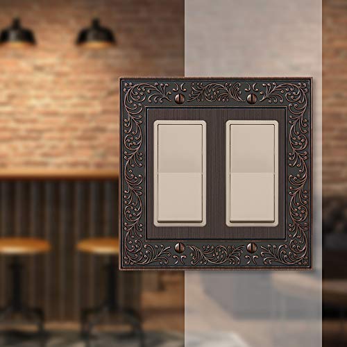 Amerelle 43RRVB English Garden Wallplate, 2 Rocker, Cast Metal, Aged Bronze, 1-Pack - color: Aged Bronze, size: 2 Rocker