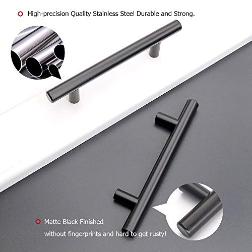 homdiy 3.5" Cabinet Handles Black Drawer Pulls - HD201BK Modern Cabinet Pulls Cabinet Hardware for Kitchen Cabinets, 10 Pack Stainless Steel Cupboard Handles - color: Black, size: 3-1/2in hole centers