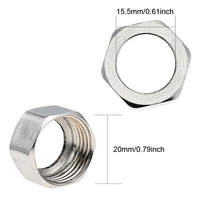 2 Set Shower Hose Nut and Screw Replacement Universal Stainless Steel Brass Adapter Joint Connector for Handheld Shower Head Hose Bathroom Bathing Water Pipe Attachment Repair Parts
