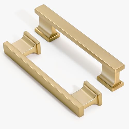 Champagne Bronze Kitchen Square Cabinet Handles 3.75 Inch 10 Pack - color: Champagne Bronze, size: 3.75"/96MM Hole Center
