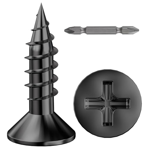 Wensilon # 4X5/8 (680PCS) Flat Head Black Wood Screw 3X16, Quick Metal self Tapping Flat Head - color: Black, size: #4x5/8"
