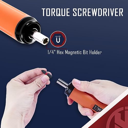 KNINE OUTDOORS Torque Screwdriver Wrench Driver Set 10-70 Inch Pounds lbs for Maintenance with T-bar Handle, 40 Hex Bits, 1/4" Socket, Shaft Extension, For Tools, Bike Repairing and Mounting (Orange) - color: Orange