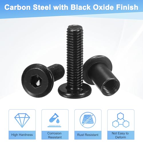 M METERXITY 10-Pack Hex Drive Socket Cap Bolt, M8 x 55mm Carbon Steel Furniture Connector Bolts Barrel Nuts for Furniture Assembly/Cabinet/DIY Binding Post Screws Rivet Fasteners [Black] - size: M8 x 55mm