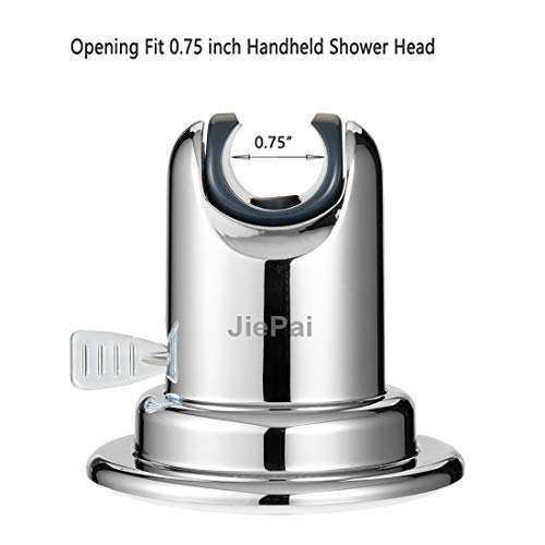 JiePai Suction Cup Shower Head Holder for Handheld Shower-Adjustable,Chrome | 20° adjustable angle,Removable,No-drill wall mount,fits 3/4 handheld,Works on tile glass metal,For bathroom/RV - color: Adjustable Holder-Chrome