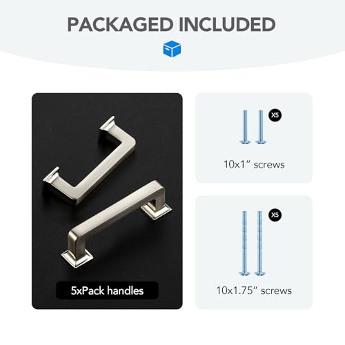 HOME EDIT Brushed Nickel Cabinet Handles Zinc Pulls 3 Inch 5 Pack - color: Brushed Nickel, size: 3 inches Hole Center