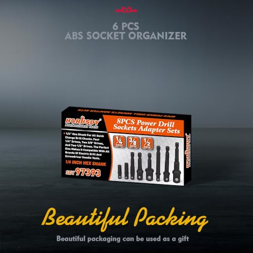 8-Piece Impact Sockets Adapter Sets, Hex Shank 1/4" 3/8" 1/2" - color: 8 Pcs Impact Sockets Adapters