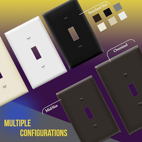 ENERLITES Toggle Light Switch Wall Plate, Gloss Finish, Standard Size 1-Gang 4.50" x 2.76", Unbreakable Polycarbonate Thermoplastic, 8811-BR-10PCS, Brown (10 Pack) - color: Brown, size: 10 Pack