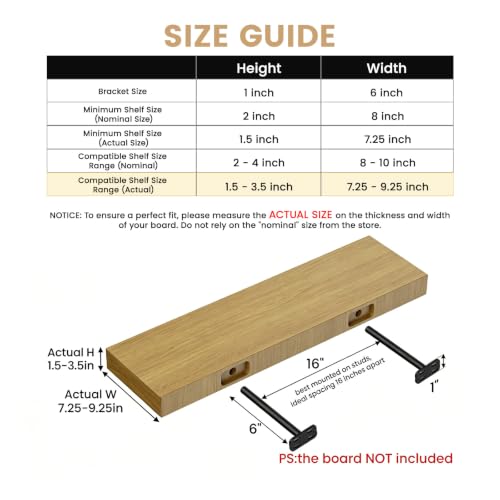 4pcs Wall Shelf Brackets Heavy Duty Floating Shelf Bracket Hidden,Invisible Black Shelving Brackets Decorative Floating Shelf Hardware Heavy Duty,Metal Shelf Support Bracket(6"-4pcs) - size: 6 inch-4pcs