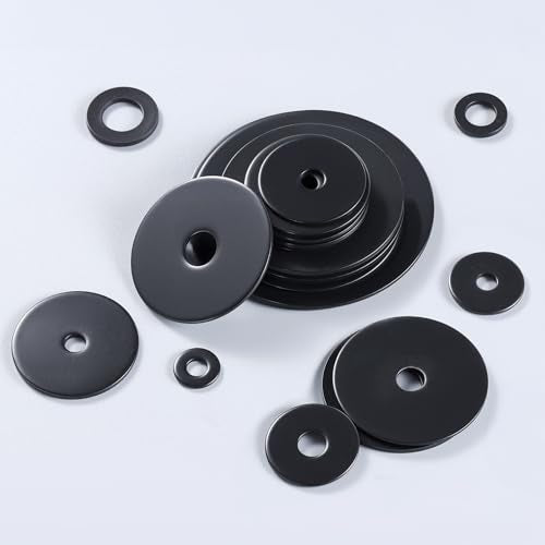 100PCS 5/16" x 3/4" Flat Washers, Black Oxide 304 Stainless Steel 18-8, 5/16" ID x 3/4" OD Hardware Washers for Screws Bolts - color: Black, size: SAE 5/16