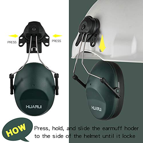 Noise Cancelling Helmet Attachable Ear Muffs Blocking Sound Reduction Ear Protection for Construction Site,Adaptors - color: Dark Green
