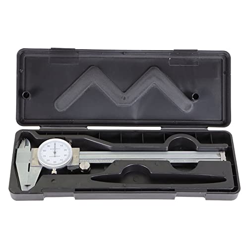 Stainless Steel 6-Inch Dial Caliper - Measuring Range 0-6 Inch for Internal and External Dimensions and Depth - Easy to Use Tool With Suitcase
