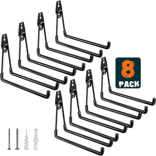 HUPBIPY Garage Hooks Heavy Duty, Large Square Wall Hooks - color: Black 8Pack, size: 7.7inch U Hook