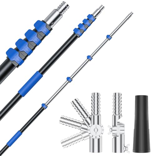 Telescoping Pole, 7-30 Ft with Joint Angle & Squeegee Adaptor, Aluminum Telescopic Paint Roller Extension Pole & Extendable Pole, Anti-Slip Foam Grip, Multi-Purpose Gutter Window Dust Cleaning Pole - size: 30 FT