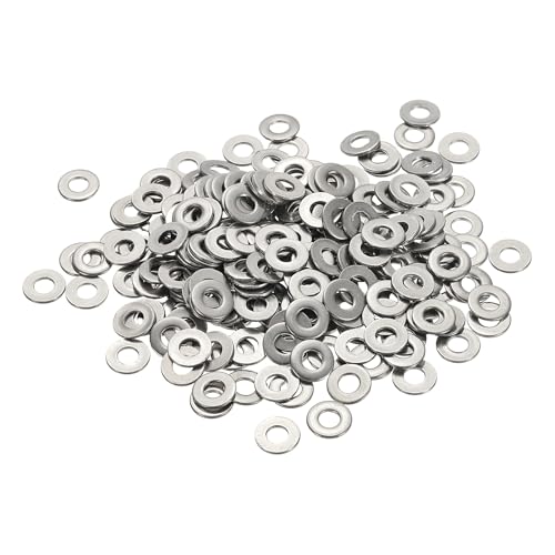 Flat Washers, 304 Stainless Steel Hardware Assorted Washer, 10 x 4 x 1 mm Fit for Bolts Screws Industrial Use (300 Pack, Silver) - size: 10 x 4 x 1 mm