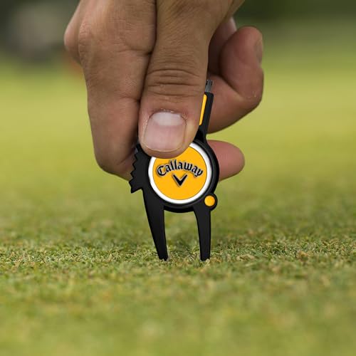 Callaway 4-in-1 Golf Divot Repair Tool - color: Black/Yellow