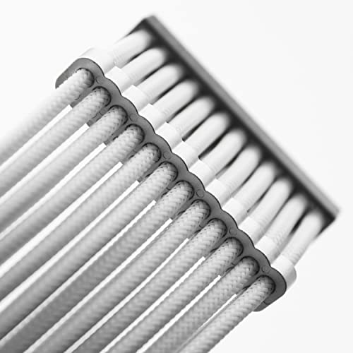 SIRLYR PSU Cable Combs,Pearlescent Paint Computer Wire Organizer,Extension Cables Comb for PC Cable Management 20 Pieces Set = 24 pin x 4, 8 pin x 16 for 3 mm/0.11In up to 3.5 mm/0.13 in Silver - color: Silver