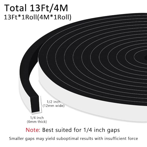 Weather Stripping Door Seal, Energy-Saving, Insulation, 1/2x1/4in - color: Black, size: 1/2 In x 1/4 In x 13Ft