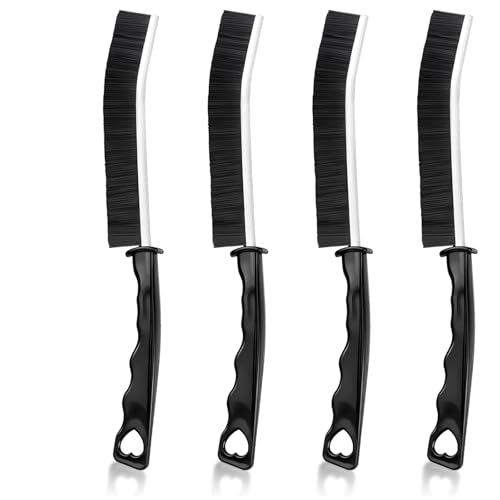 4 Pcs Multi-Purpose Hard Bristle Crevice Cleaning Brush Small Deep Gap Cleaning Tools Scrub Brushes Household Use Versatile Thin Grout Brush for Kitchen Window Tile Bathroom Shower Corner Toilet Black