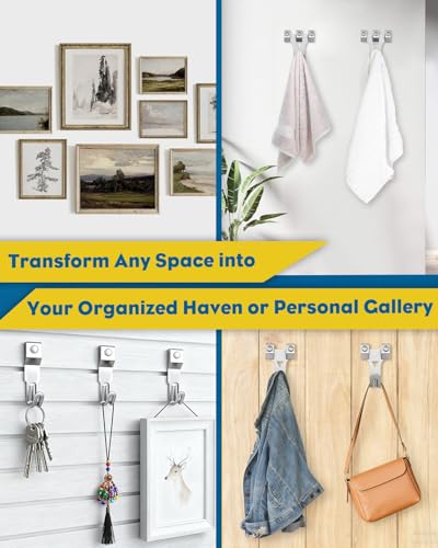Uniclife 330 Pcs Heavy Duty Picture Hanging Kit, 10 lb, 20 lb, 30 lb, 40 lb, 75 lb Picture Hanging Hooks with Nails, D Ring Picture Hangers Sawtooth Picture Hangers Picture Hanging Wires & Screw Hooks - style: Silver