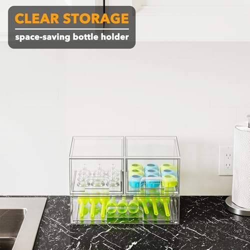 SpaceAid Bottle Storage Organizer Baby - Acrylic Bottles Station Organizer Container, Stackable Clear Drawers for Countertop, Vanity, Bathroom, Cabinet, Pantry Organization, 3 Pack, 2S1L, 7.8"H - size: 7.8"H, 3 Pack, 2S1L
