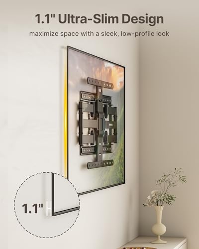 monTEK 1.1-Inch Ultra Slim Full Motion TV Wall Mount for 37-75 Inch TVs - size: 37"-75" Low Profile