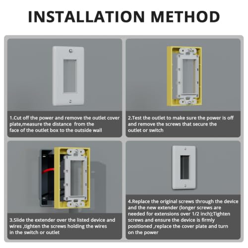 ABS 1/2 Inch Outlet Box Extender, Single Gang, Yellow, 5 Pack - color: Yellow, size: 5 PC