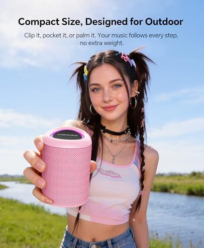 Portable Bluetooth Speaker Beach Essentials: IPX5 Waterproof for Outdoor - color: Pink